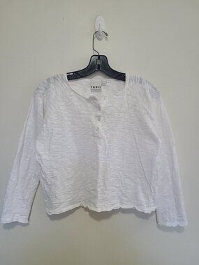 Ichi Longsleeve top 1/3 Button Up White size S